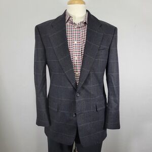 Evan Picone Men's‎ Tweed Sport Coat Blazer Two Button Herringbone Plaid Wool 41R